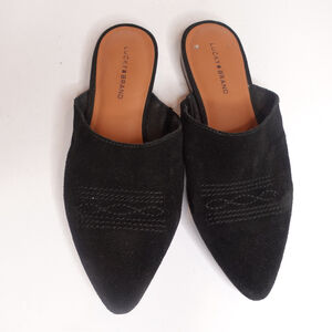 Lucky Brand Black Suede Mules Women's Flat Size 7 NEW